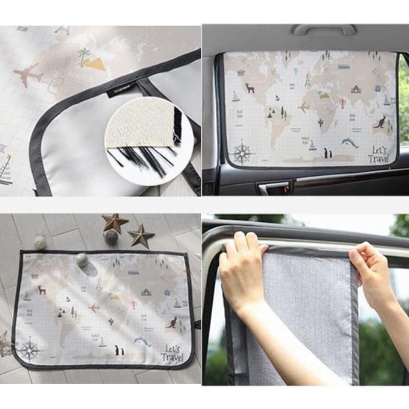BEBEDECO Magnetic Car Sun Shade Curtain for Side Window â€“ Sun Blocker and UV Protector for Baby, Kids, and Pets â€“ Universal Fit with Built-in Magnets for Steel-Framed Door (WorldTravel) - Image 3